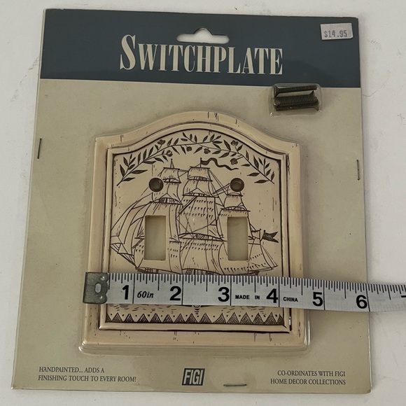 VINTAGE 1998 SEAFARER NAUTICAL DOUBLE SWITCHPLATE BY FIGI HOME DECOR COLLECTIONS - Picture 3 of 8